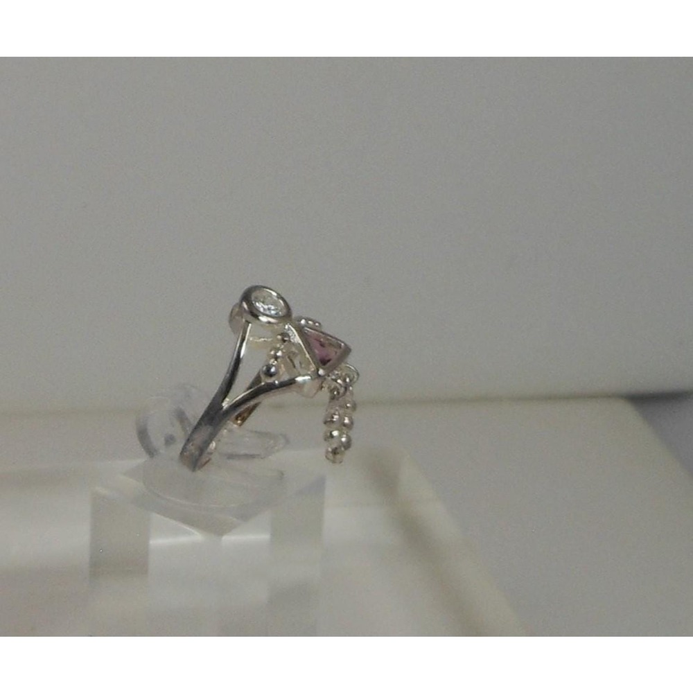 Vintage Sterling Silver Baby Charm Ring Mother Grandmother‎ Sim Diamond Size 6 - Picture 3 of 4